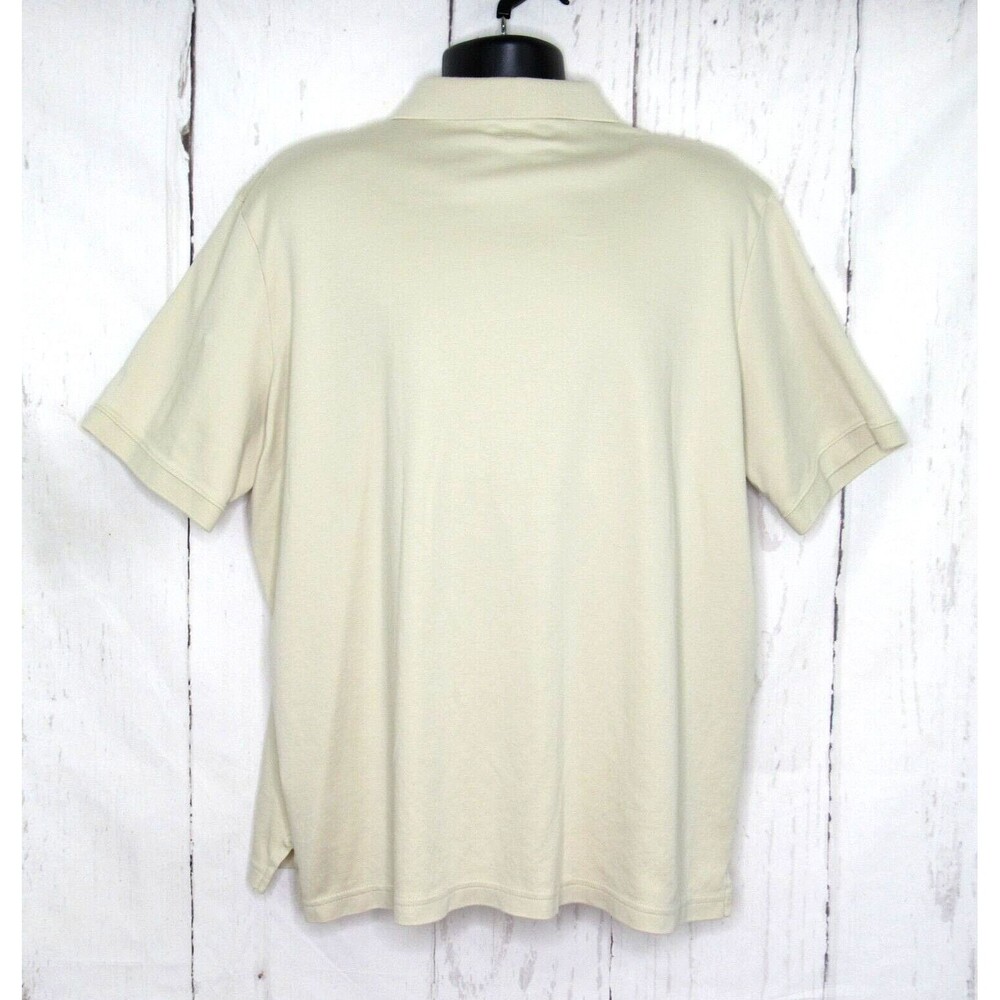 Lands' End Men's XXL 50- 52 Short Sleeve Polo Shirt Traditional Fit Cotton Beige - Picture 3 of 5
